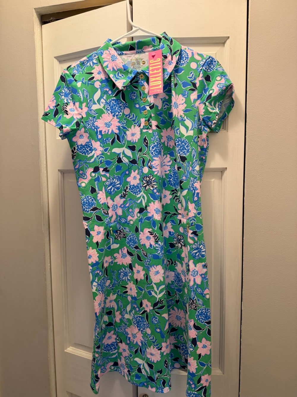 NWT LILLY PULITZER FRIDA SCALLOP POLO DRESS UPF 50+ SIZE M GOLF TILL YOU DROP
